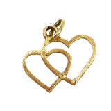 Double heart 14k Gold Charm vintage