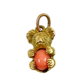 Antique gold coral mouse charm