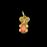 18 CT Gold & Pink Coral Mouse Charm Antique