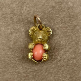 Antique gold coral mouse charm