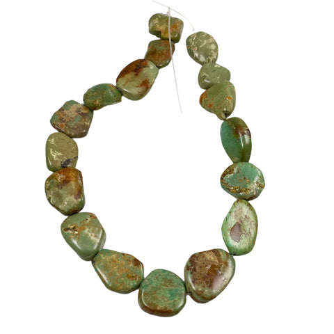 Green Turquoise Large Flat Nugget Beads