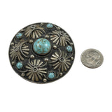 Italian Etruscan Revival Turquoise Glass Brooch