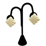 Ivory & 14K Gold Pinwheel Earrings Vintage