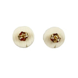 Ivory Rose & 14K Gold Earrings - 1960's 