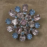 Kramer Pastel Domed Rhinestone Brooch Mid-Century