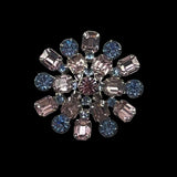 Kramer blue pink Rhinestone Brooch Mid-Century