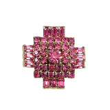 Kramer Pink Rhinestone Brooch Mid-Century Vintage