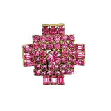 Kramer Pink Rhinestone Brooch Mid-Century