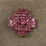 Kramer Pink Rhinestone Brooch Mid-Century