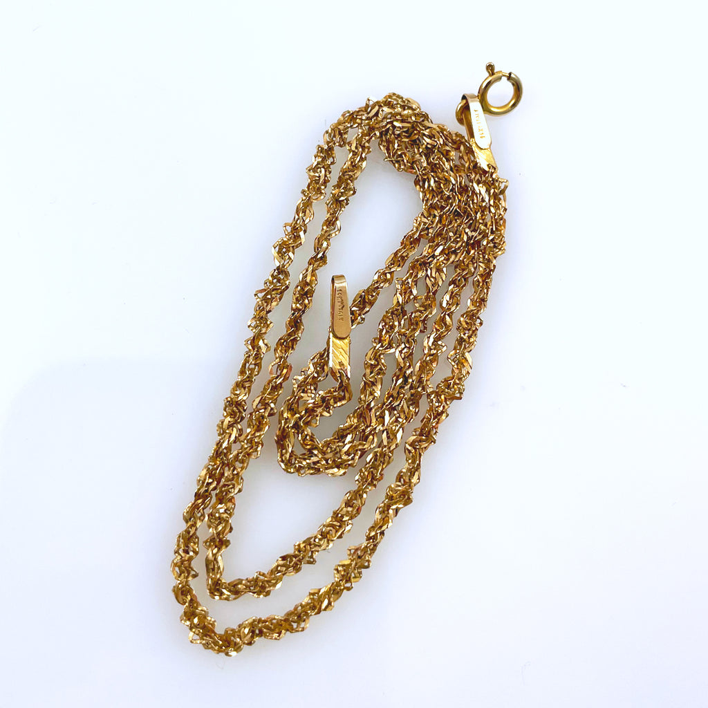 Vintage Two Toned 14K Singapore Chain Necklace - Ruby Lane