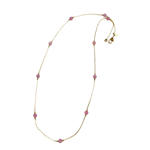 Monet Gold Link Chain With Pink Beads Necklace