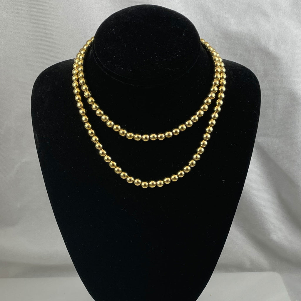 Monet Gold Beaded Necklace Long