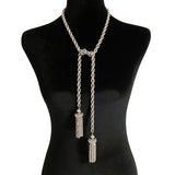 Monet Silver Rope & Tassel Necklace Vintage