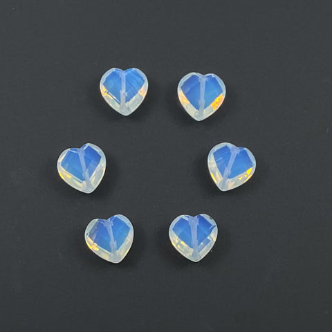 opal glass heart beads