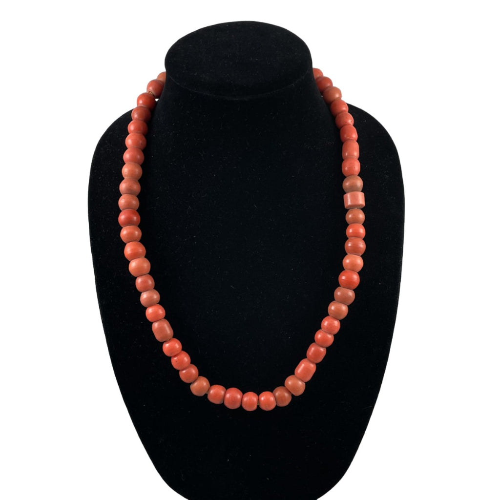 Antique Orange Glass African Trade Bead Necklace