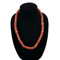 Antique Orange Glass African Trade Beads Necklace