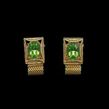 Peridot Green Rhinestone Fold Over Cufflinks 1970's