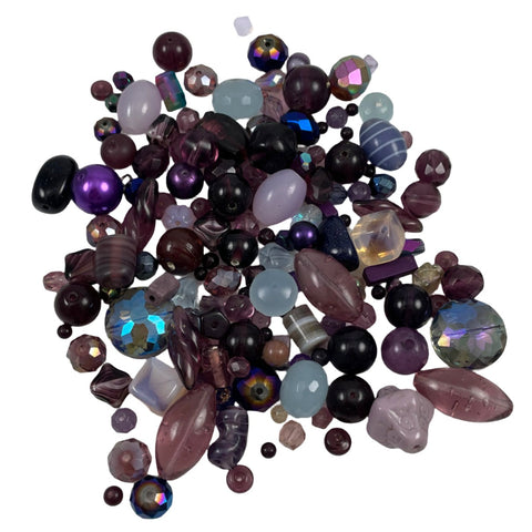 purple glass crystal bead mix