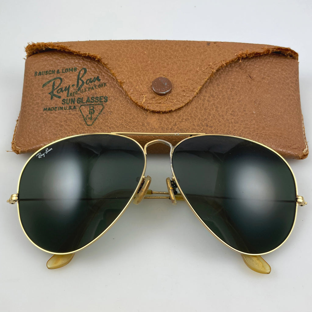 Gold Ray-Ban Aviator Sunglasses 1950's 62 – Estate Beads u0026 Jewelry