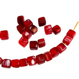 Kancamba Red & White Glass Cube African Trade Beads