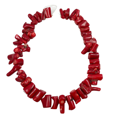 Red Bamboo Coral Branch Beads Strand