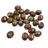 Red Cloisonne Oval Beads Chinese 