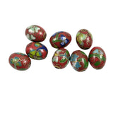 Red Cloisonne Oval Beads Chinese vintage