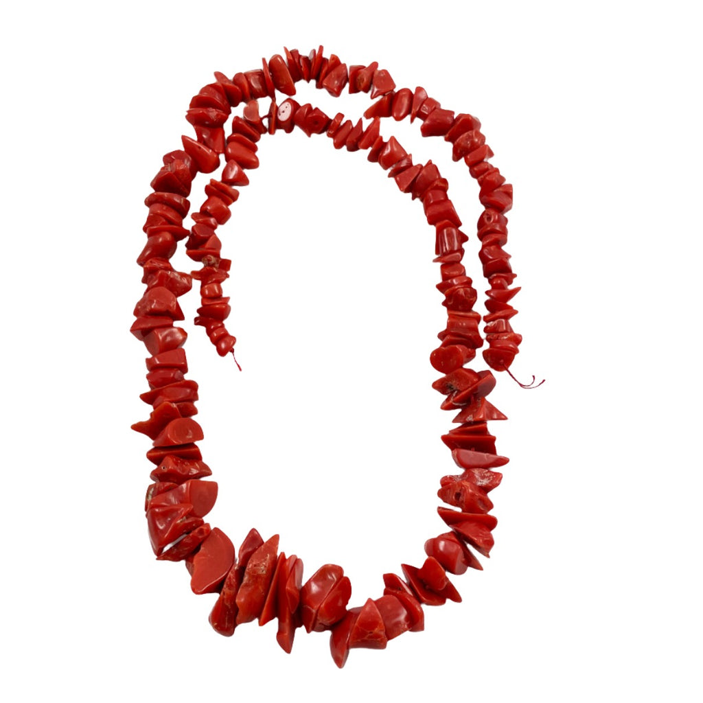 Italian Red Coral Polished Chip Strands