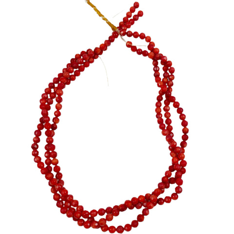 Red Coral Faceted 5mm Round Strands