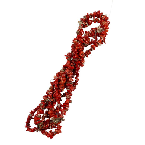 Italian Red Coral Chip Strands Rough Natural