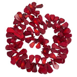 Red Coral Flat Teardrop Beads