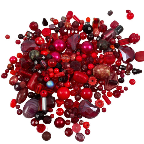 red glass bead crystal mix 