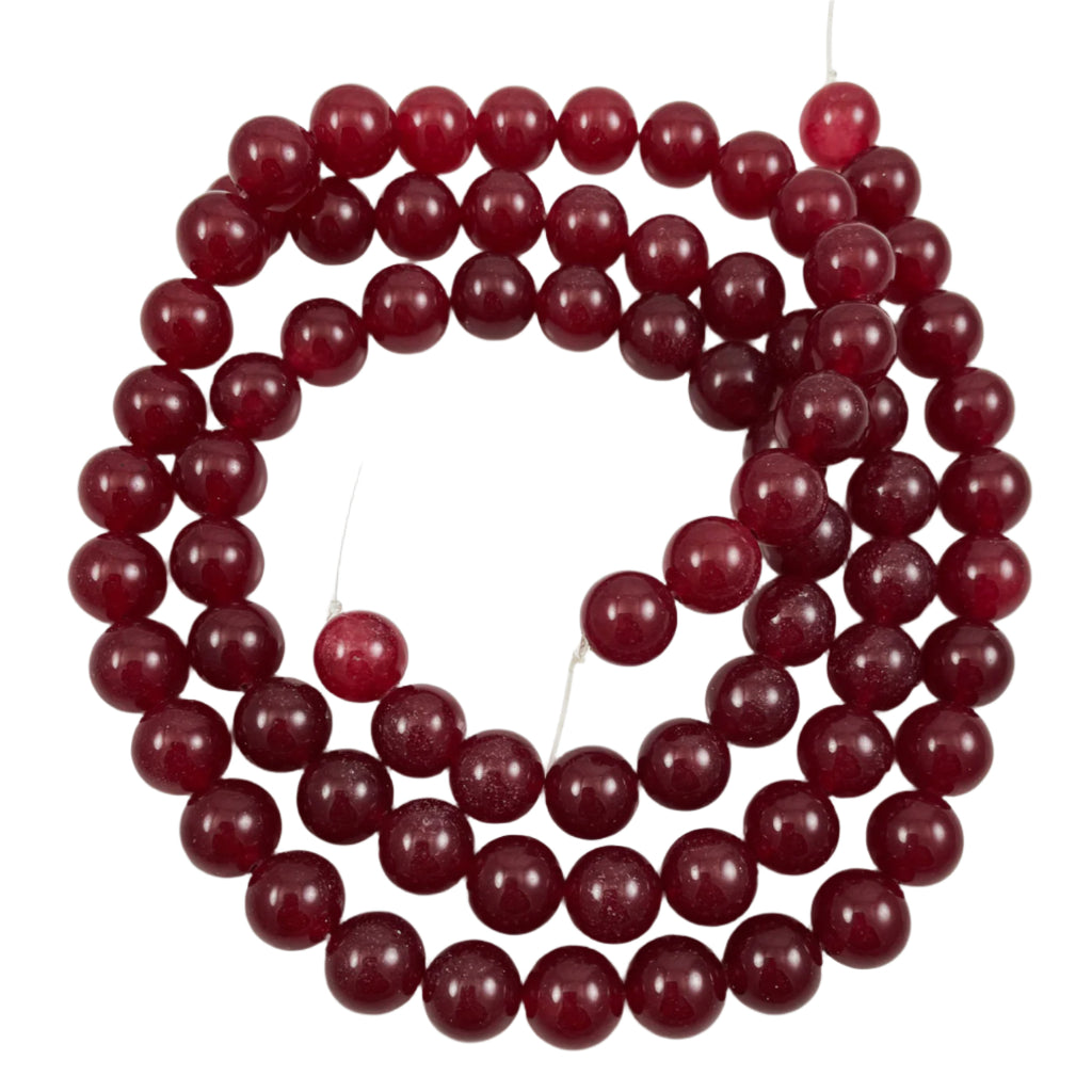 Red Jade Translucent Round Beads