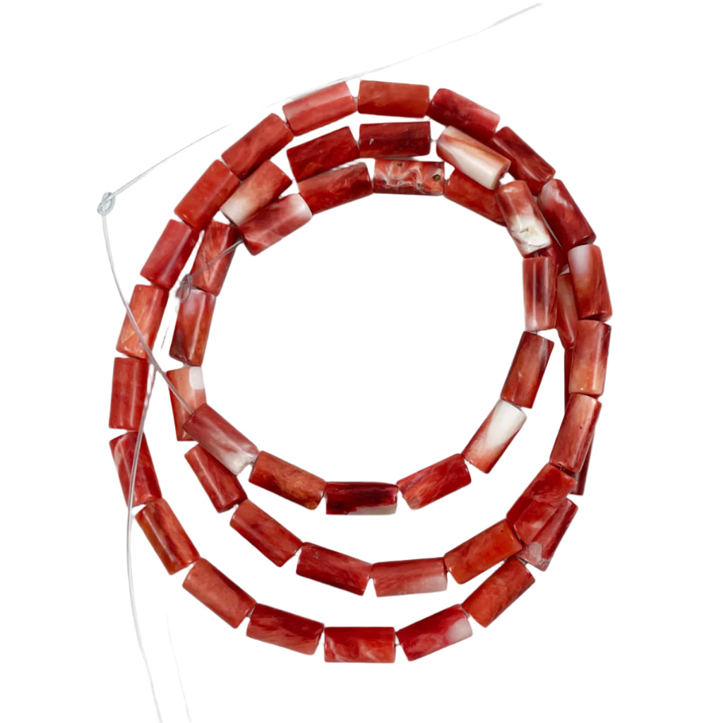 Red Spiny Oyster Shell Tube Beads 