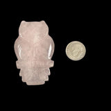 Carved Rose Quartz Owl Pendant