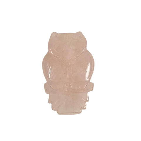 Carved Rose Quartz Owl Pendant