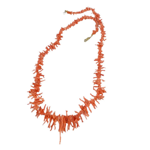 Deep Salmon Pink Branch Coral Necklace 