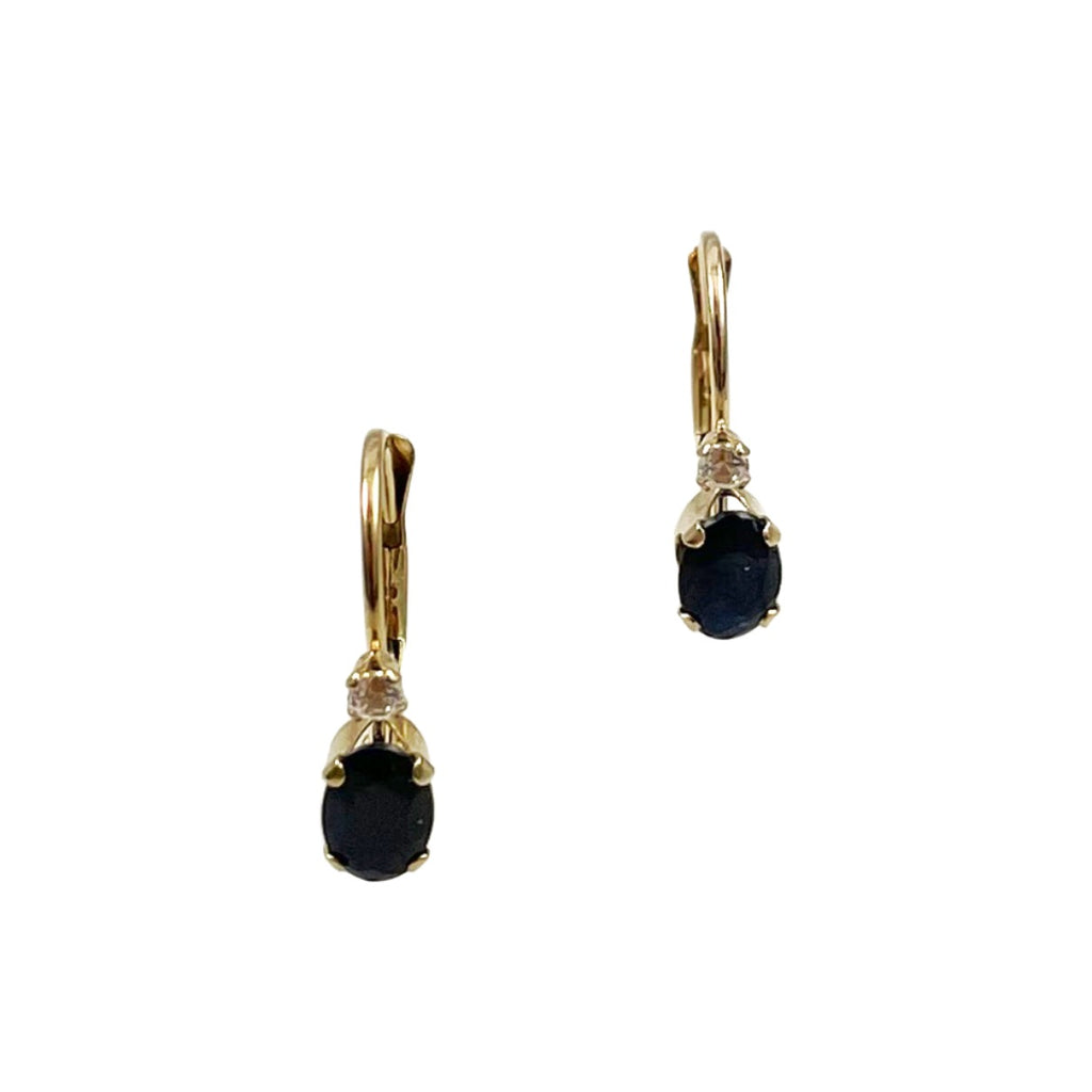 14K Gold Sapphire Diamond Earrings