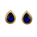 Blue Sapphire Rhinestone Clip On Earrings