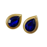 Blue Sapphire Rhinestone Tear Drop Earrings