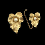 Sarah Coventry Chit-Chat Leaf Brooch Set 1960