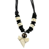 Shark Tooth Necklace Black Cord Surfer Hawaiian