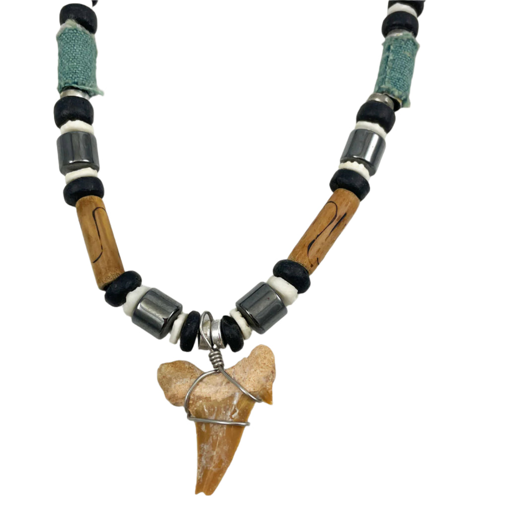 Fossilized Shark Tooth Unisex Necklace Surfer Hawaiian