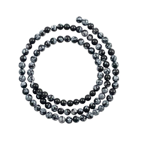 Snowflake Obsidian 4mm Round Beads