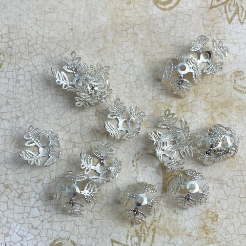 Handmade Sterling Silver Hammered Puffy Beads (2)