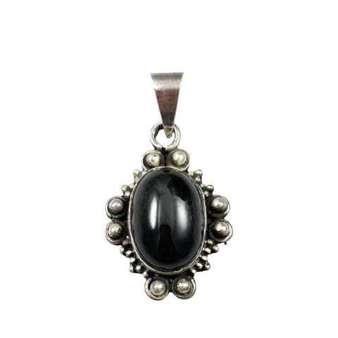 Cat's Eye Black Diopside sterling silver pendant