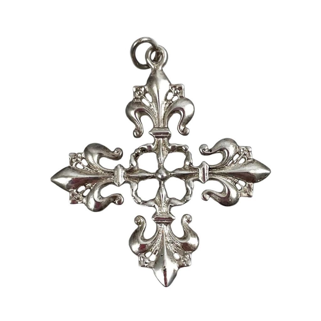 Sterling Fleur-De-Lis Cross Pendant