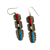 Sterling & Gemstone Feather Native American Earrings