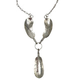 Vintage Sterling Silver Navajo Feather Necklace 