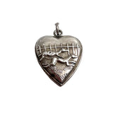 Vintage Sterling Puffy Heart Charm With Greyhounds